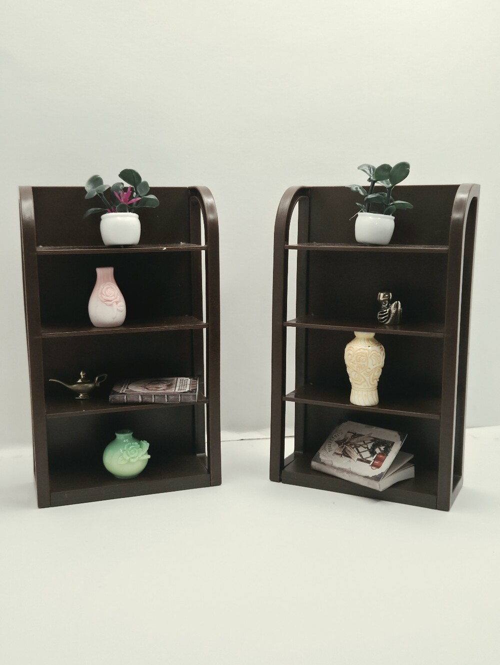 Pair of Plastic 4-Tier Mini Shelves with Accessories + Free Mystery Bag